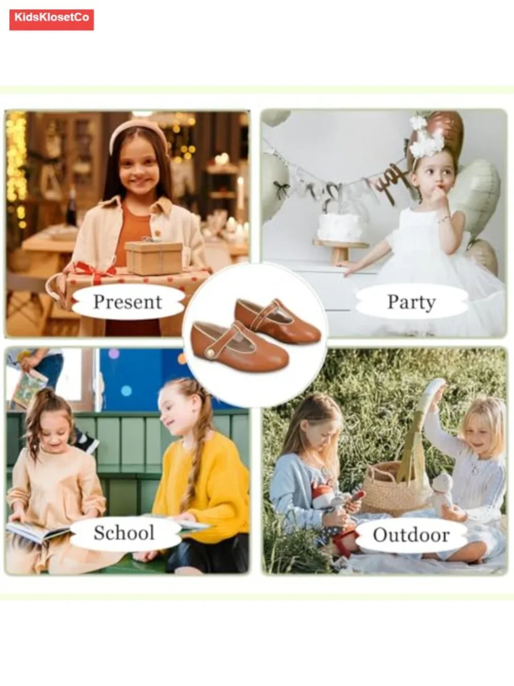 Toddler Girls Ballet Flats Mary Jane Dress Shoes with Adjustable Strap,